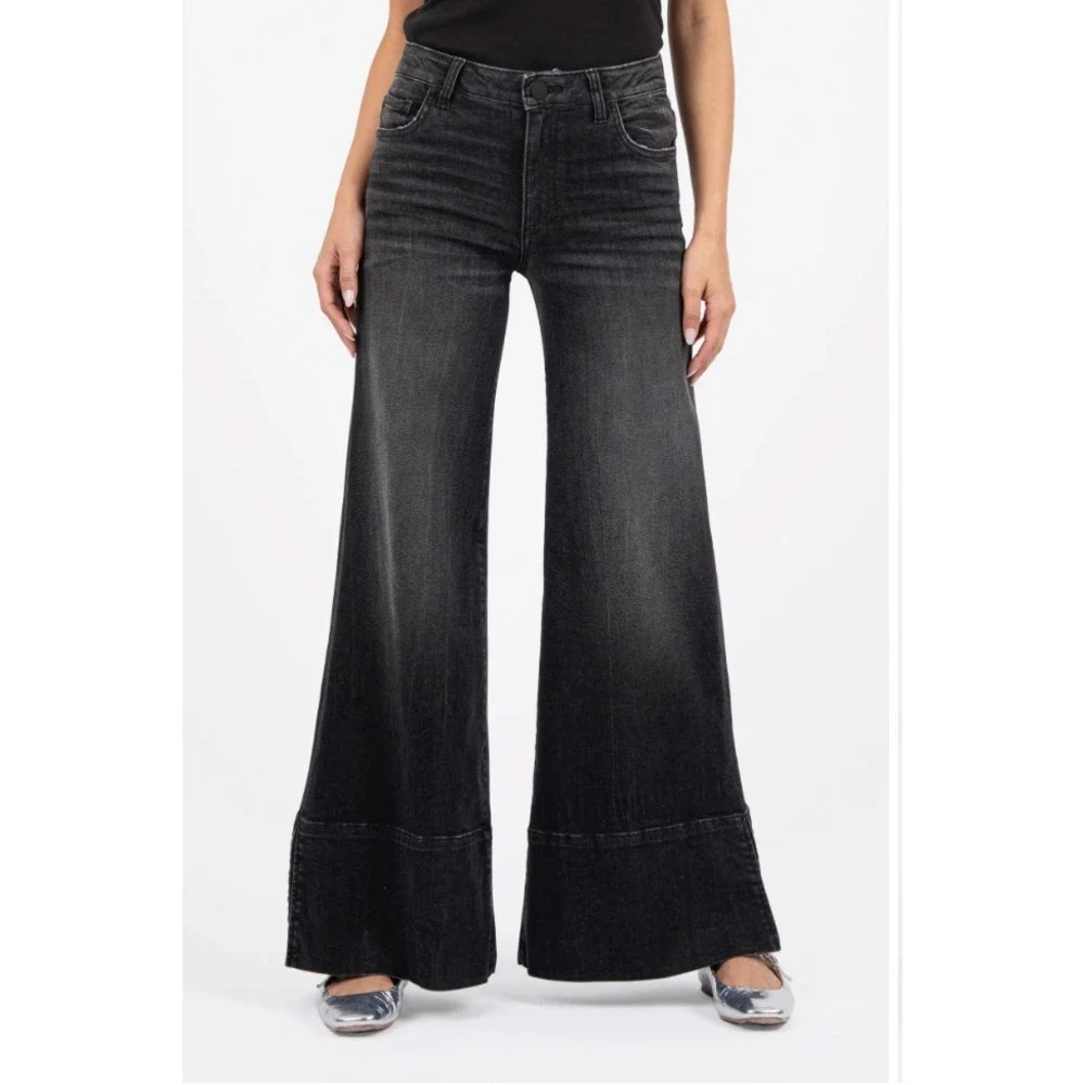 Kut From The Kloth High Rise Goldie Super Flare Jeans Size 6‎ Black